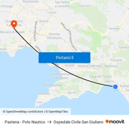 Pastena  - Polo Nautico to Ospedale Civile San Giuliano map