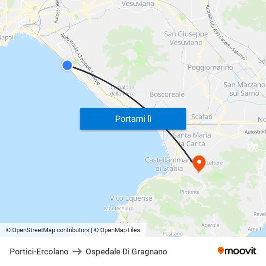 Portici-Ercolano to Ospedale Di Gragnano map