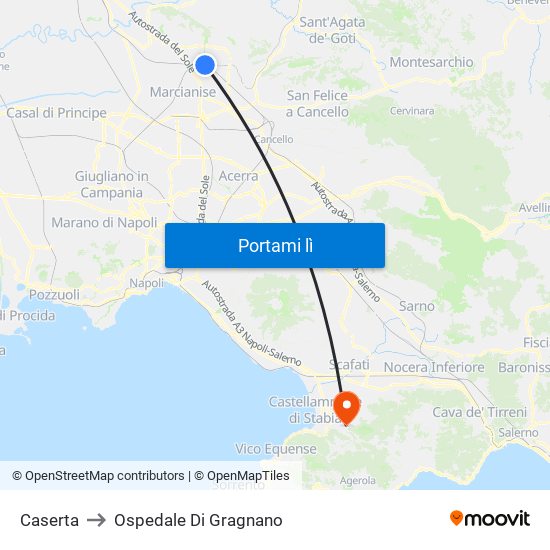 Caserta to Ospedale Di Gragnano map