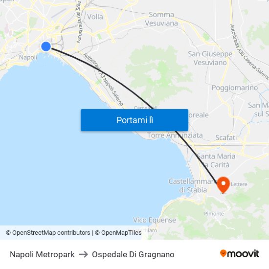 Napoli Metropark to Ospedale Di Gragnano map