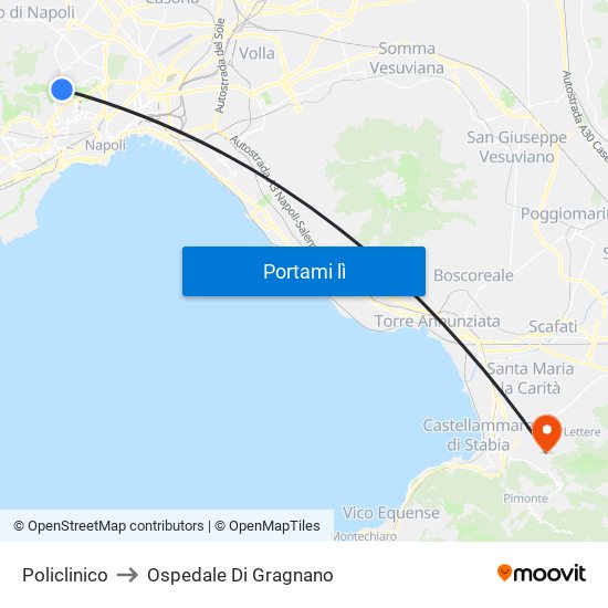 Policlinico to Ospedale Di Gragnano map