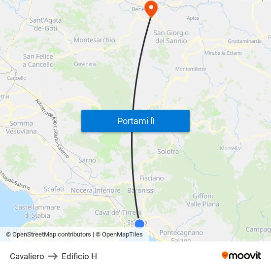 Cavaliero to Edificio H map