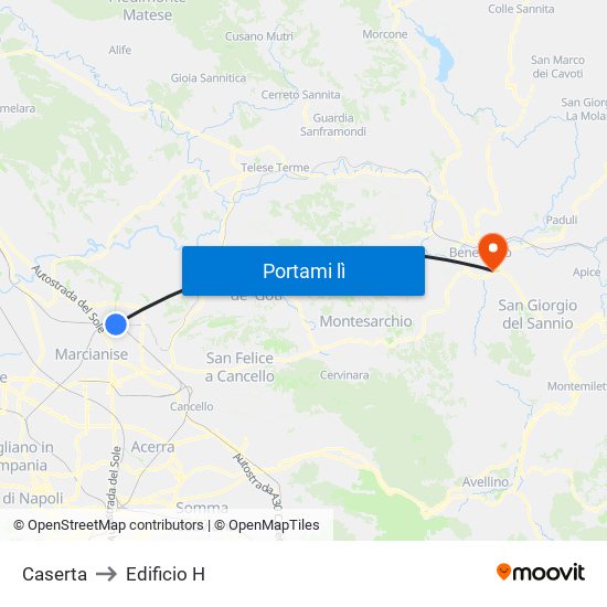 Caserta to Edificio H map