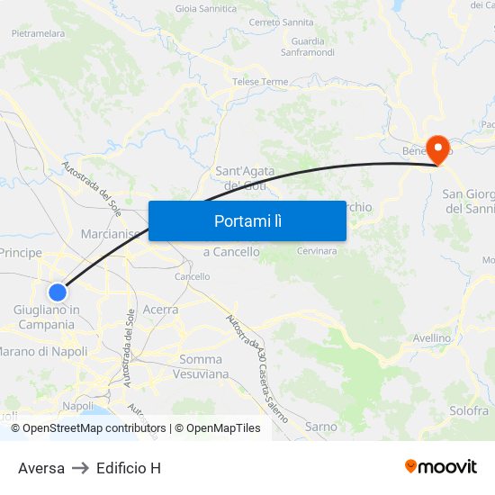 Aversa to Edificio H map