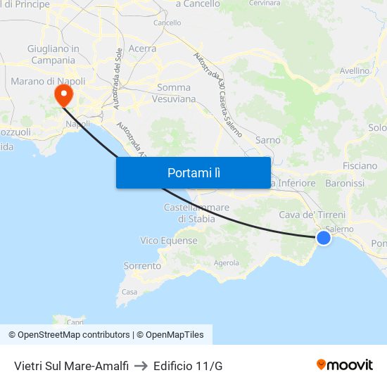 Vietri Sul Mare-Amalfi to Edificio 11/G map