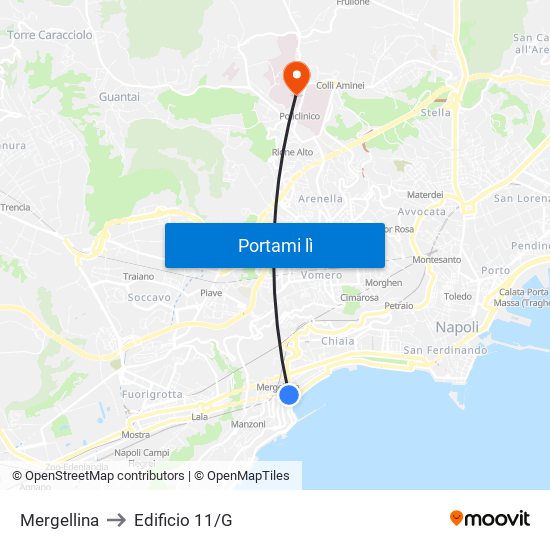 Mergellina to Edificio 11/G map