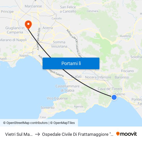 Vietri Sul Mare-Amalfi to Ospedale Civile Di Frattamaggiore ""San Giovanni Di Dio"" map