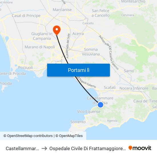 Castellammare Di Stabia to Ospedale Civile Di Frattamaggiore ""San Giovanni Di Dio"" map