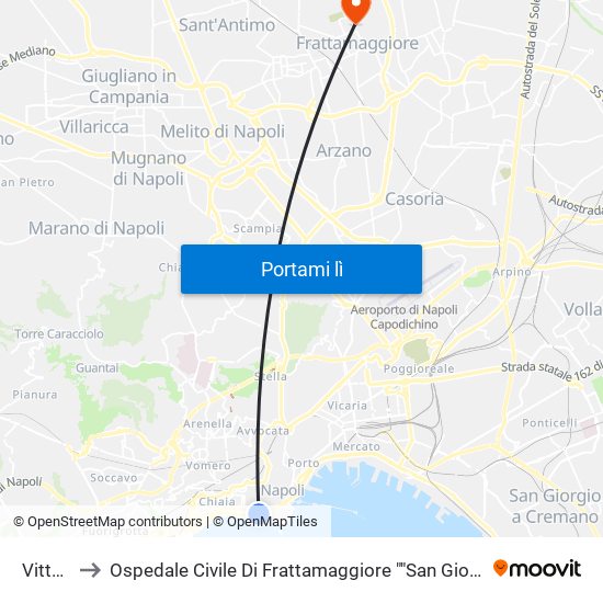 Vittoria to Ospedale Civile Di Frattamaggiore ""San Giovanni Di Dio"" map