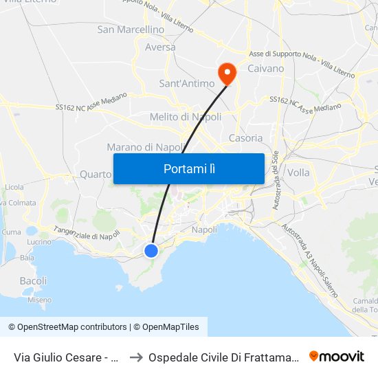 Via Giulio Cesare - Nuovo Capolinea Ctp to Ospedale Civile Di Frattamaggiore ""San Giovanni Di Dio"" map