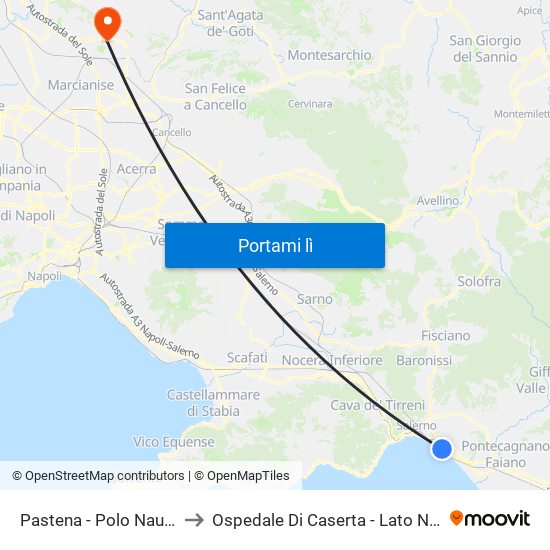 Pastena  - Polo Nautico to Ospedale Di Caserta - Lato Nuovo map