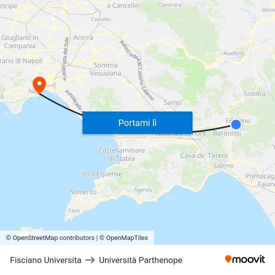 Fisciano Universita to Università Parthenope map