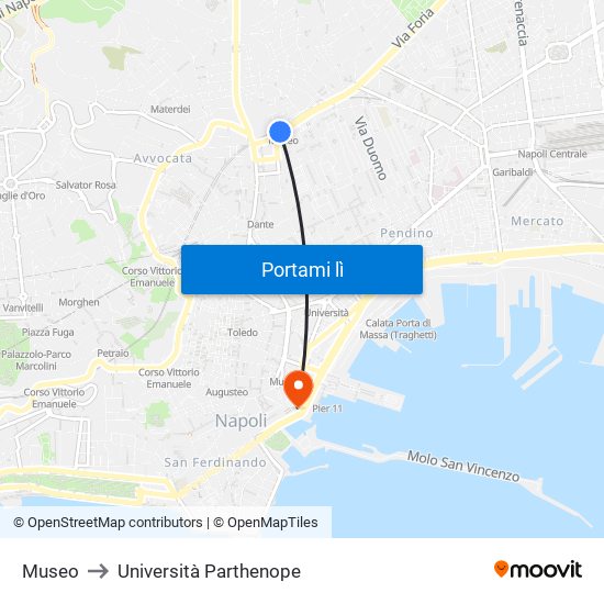 Museo to Università Parthenope map