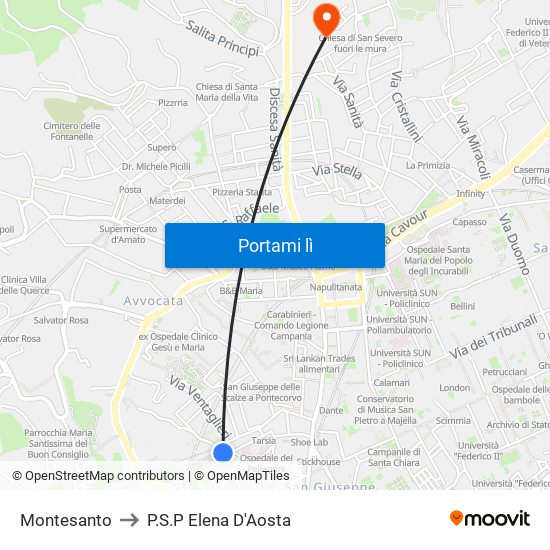 Montesanto to P.S.P Elena D'Aosta map