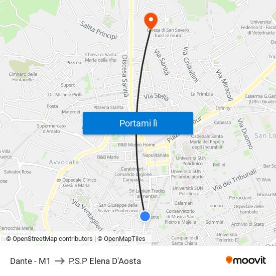 Dante - M1 to P.S.P Elena D'Aosta map