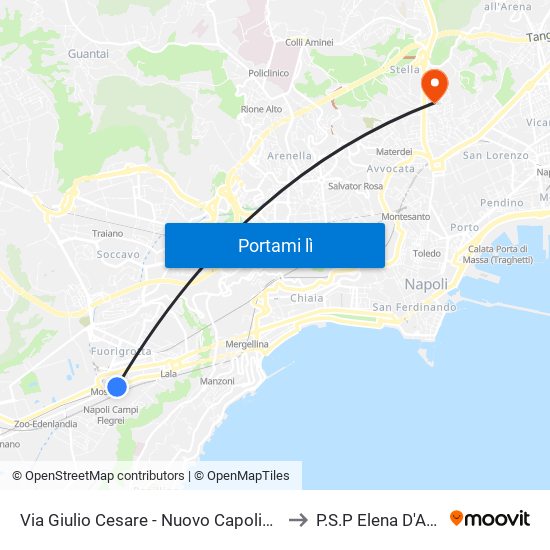 Via Giulio Cesare - Nuovo Capolinea Ctp to P.S.P Elena D'Aosta map
