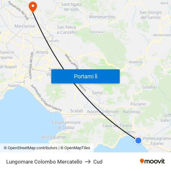 Lungomare Colombo Mercatello to Cud map