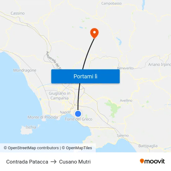 Contrada Patacca to Cusano Mutri map