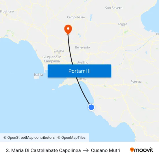 S. Maria Di Castellabate Capolinea to Cusano Mutri map