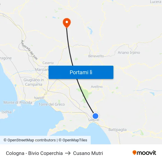 Cologna - Bivio Coperchia to Cusano Mutri map