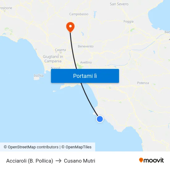 Acciaroli (B. Pollica) to Cusano Mutri map