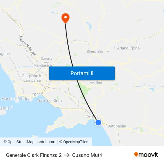 Generale Clark  Finanza 2 to Cusano Mutri map
