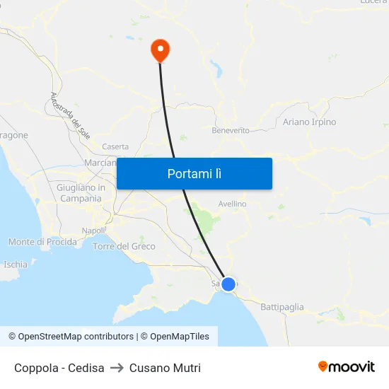 Coppola - Cedisa to Cusano Mutri map