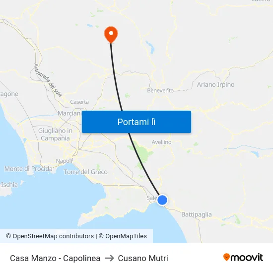 Casa Manzo - Capolinea to Cusano Mutri map