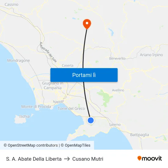 S. A. Abate Della Liberta to Cusano Mutri map