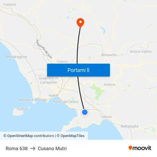 Roma 638 to Cusano Mutri map