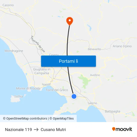 Nazionale 119 to Cusano Mutri map