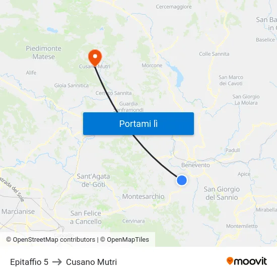 Epitaffio 5 to Cusano Mutri map