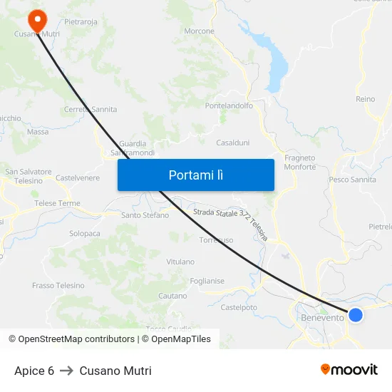 Apice 6 to Cusano Mutri map