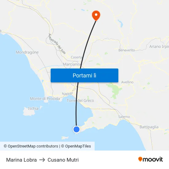 Marina Lobra to Cusano Mutri map