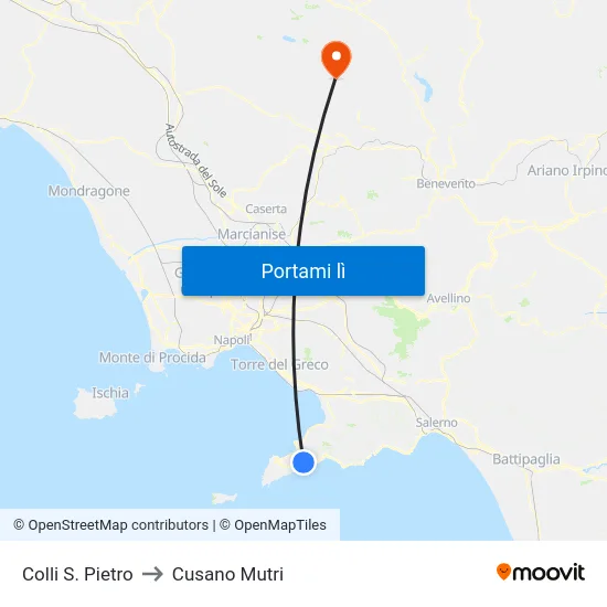 Colli S. Pietro to Cusano Mutri map