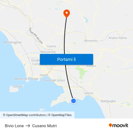 Bivio Lone to Cusano Mutri map