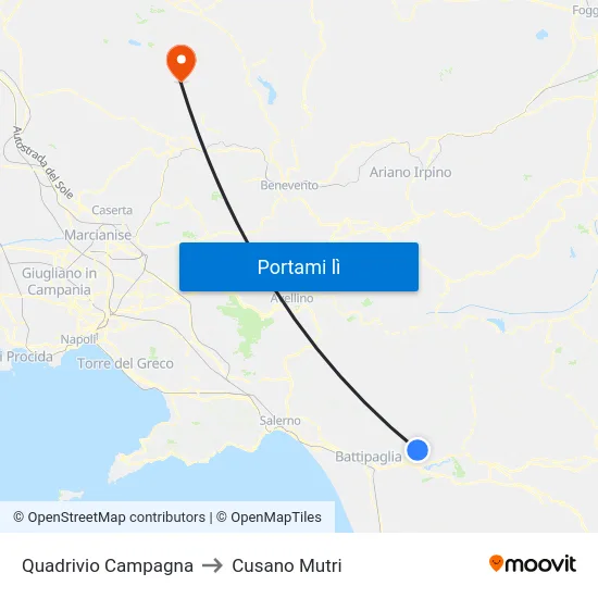 Quadrivio Campagna to Cusano Mutri map