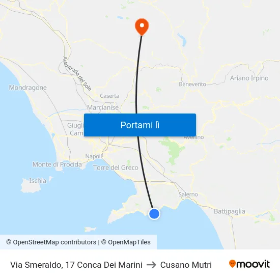 Via Smeraldo, 17 Conca Dei Marini to Cusano Mutri map