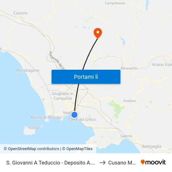 S. Giovanni A Teduccio - Deposito A.N.M. to Cusano Mutri map