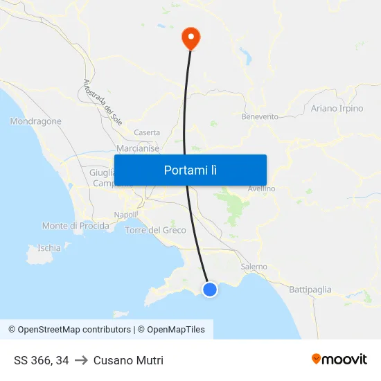 SS 366, 34 to Cusano Mutri map