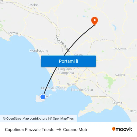 Capolinea Piazzale Trieste to Cusano Mutri map