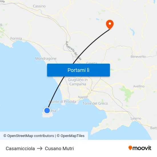 Casamicciola to Cusano Mutri map