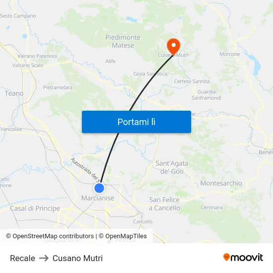 Recale to Cusano Mutri map