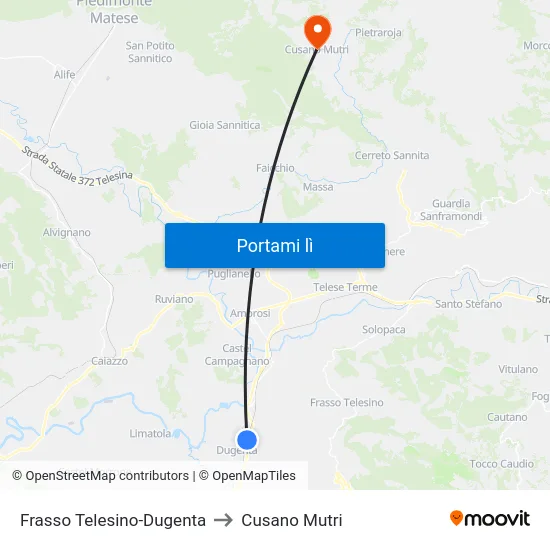 Frasso Telesino-Dugenta to Cusano Mutri map