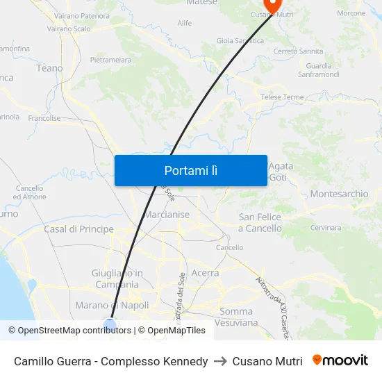 Camillo Guerra - Complesso Kennedy to Cusano Mutri map