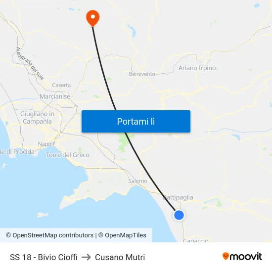 SS 18 - Bivio Cioffi to Cusano Mutri map