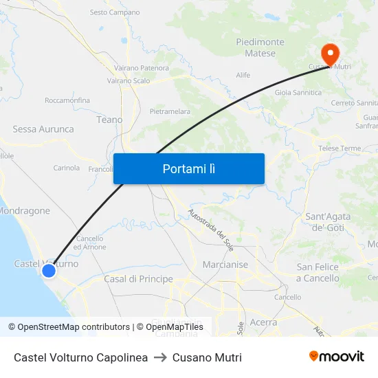 Castel Volturno Capolinea to Cusano Mutri map
