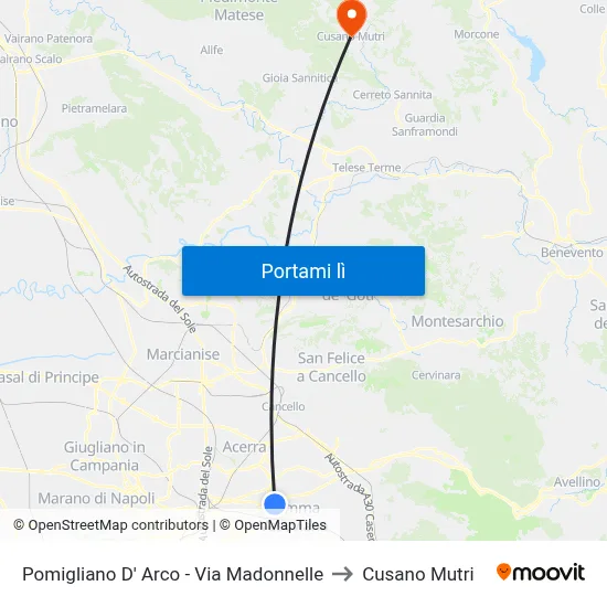 Pomigliano D' Arco - Via Madonnelle to Cusano Mutri map