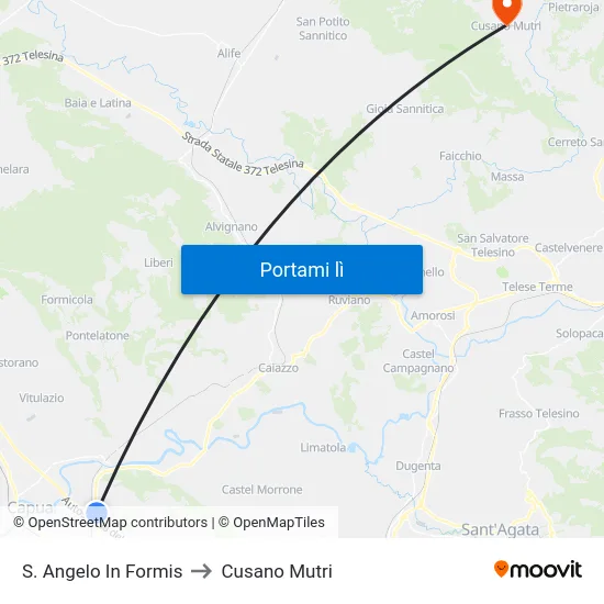 S. Angelo In Formis to Cusano Mutri map