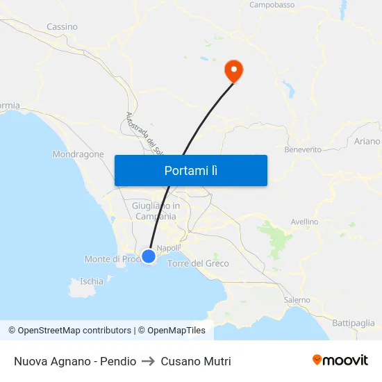 Nuova Agnano - Pendio to Cusano Mutri map